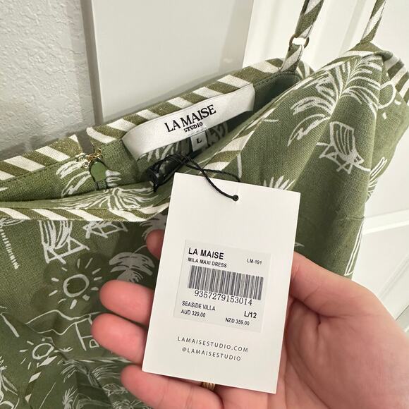 NWT La Maise Mila Maxi Dress in Seaside Villa Size Large - Picture 4 of 7